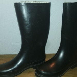 Black Knee High Rain Boots Size 8